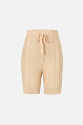 Pantalones cortos de punto trenzado con cordón y cintura alta